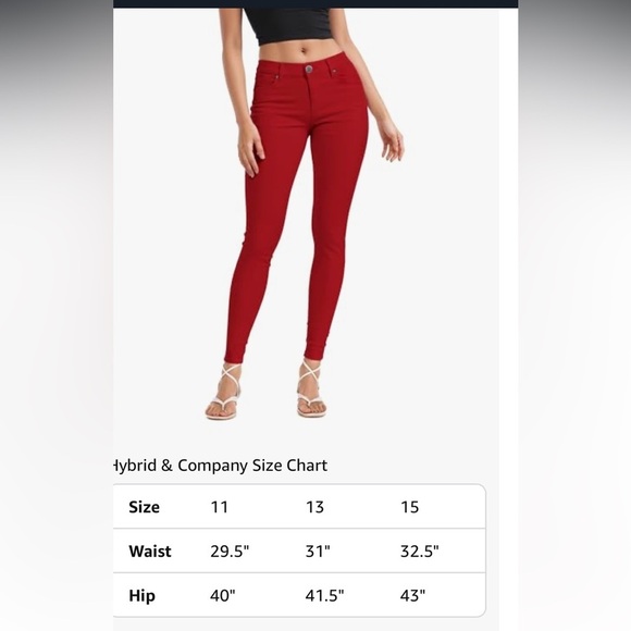 Hybrid & Company Women's Butt Lift Stretch Denim Jeans RED size 13 - Picture 5 of 9